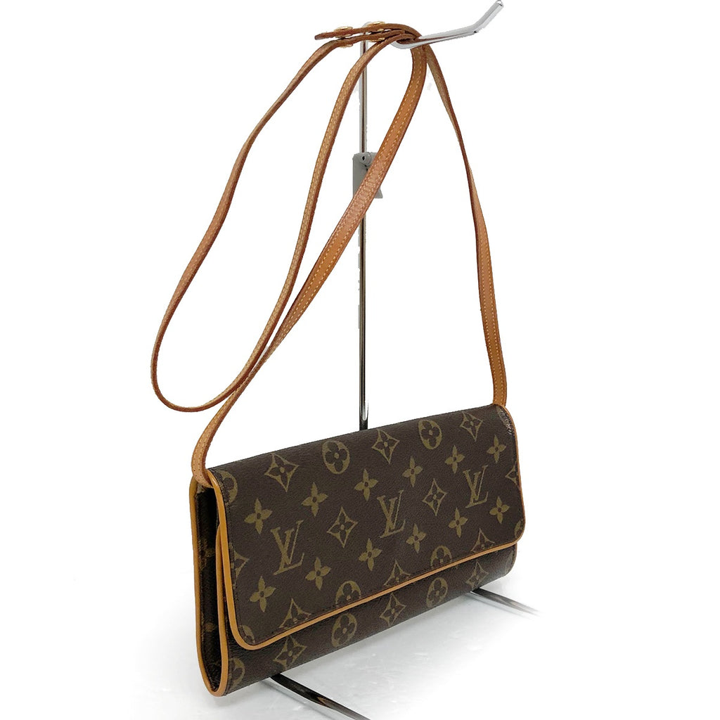 Louis Vuitton M51852 Pochette Twin GM Monogram Shoulder Bag, Crossbody, Ebene/Brown Monogram Canvas/Leather