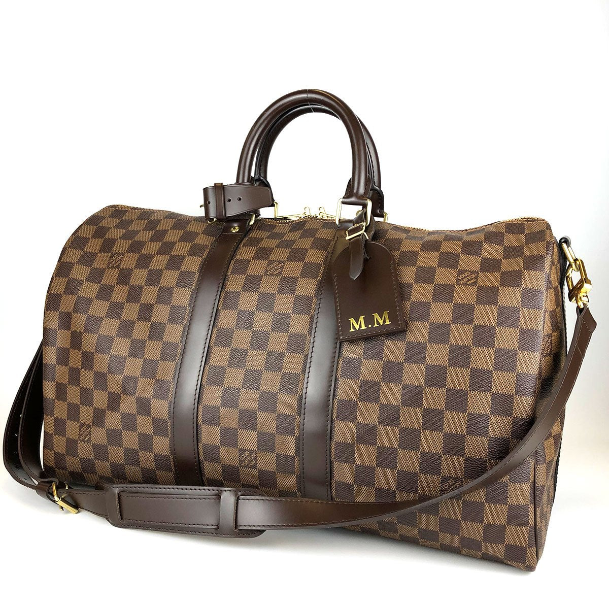 Louis Vuitton Keepall Bandouliere 45 N41428 Boston/Shoulder Bag, 2-Way, Damier Canvas/Leather, Damier Ebene Brown, Travel Bag, Unisex, Women's/Men's