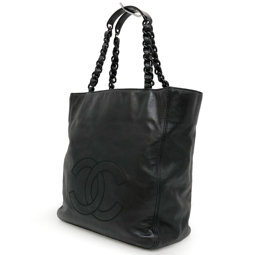 Chanel Coco Mark Plastic Chain Tote Bag Shoulder Bag Tote Bag Lambskin/Plastic Black Women's