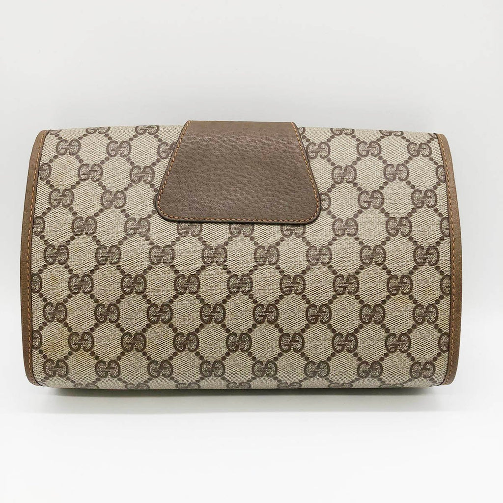 Gucci 89 01 030 clutch bag, old Gucci Sherry line, GG Supreme, brown