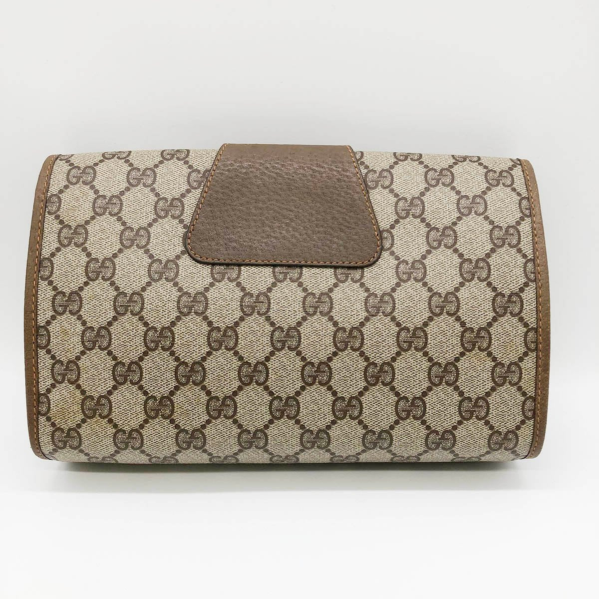 Gucci 89 01 030 clutch bag, old Gucci Sherry line, GG Supreme, brown
