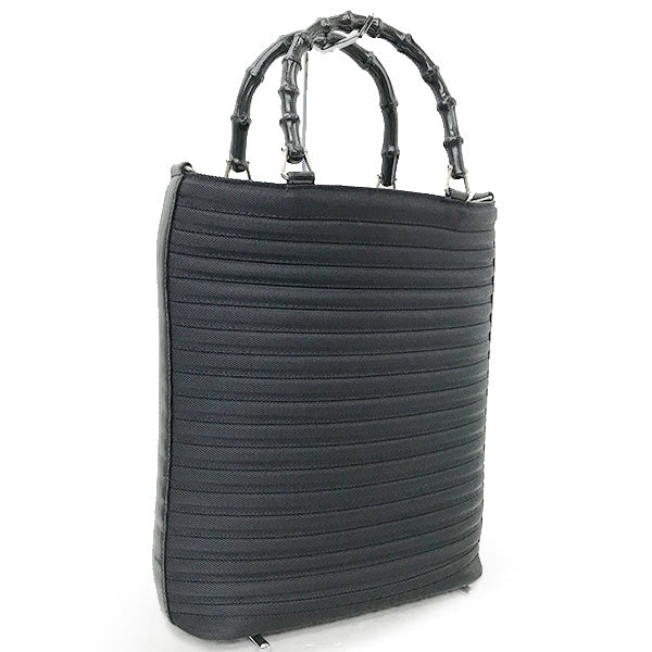 Gucci 002 1998 0353 Bamboo Tote Bag Handbag Nylon and Leather Black Old Gucci