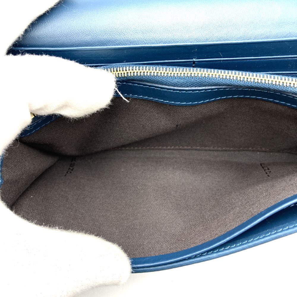 Fendi long wallet in pecan print canvas and leather, brown and blue, 8M0298
