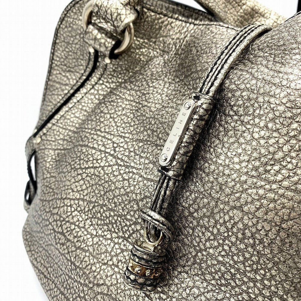 Celine Bittersweet Handbag in Silver Metallic Leather (160663)