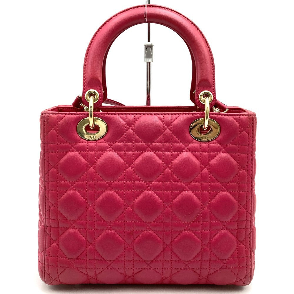 Dior Lady Dior Medium 2-Way Shoulder Bag/Handbag in Pink Leather with Gold Hardware