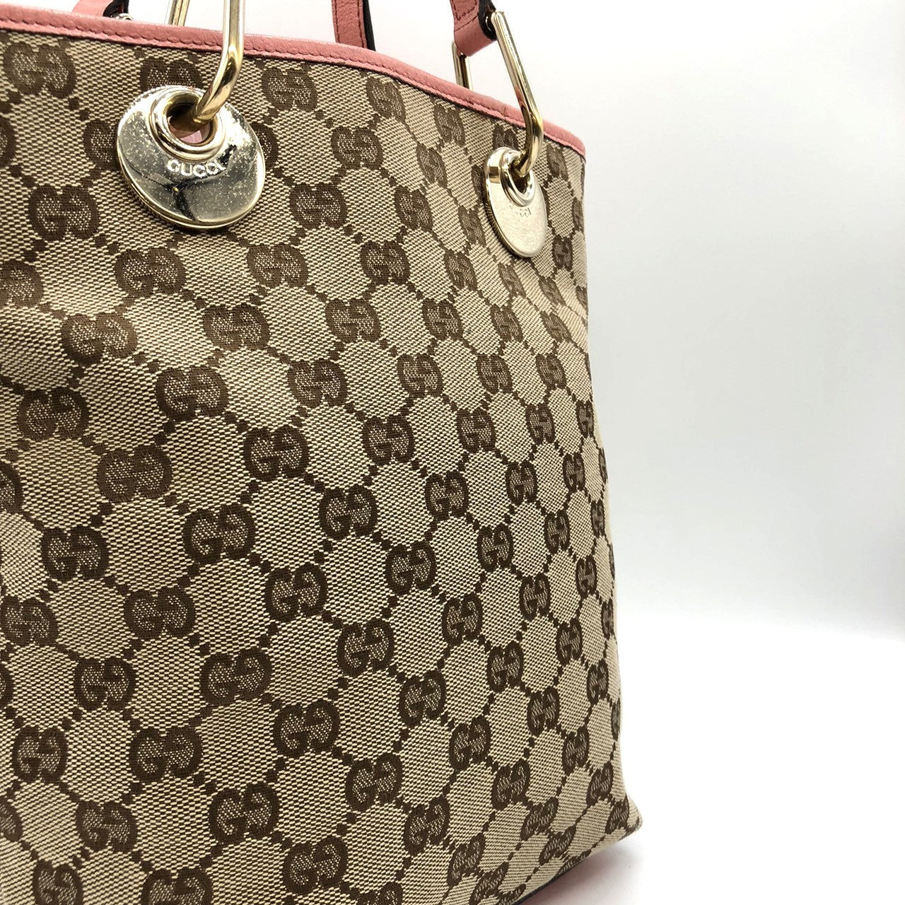 Gucci 120840 Tote Bag in Beige/Pink GG Canvas/Leather
