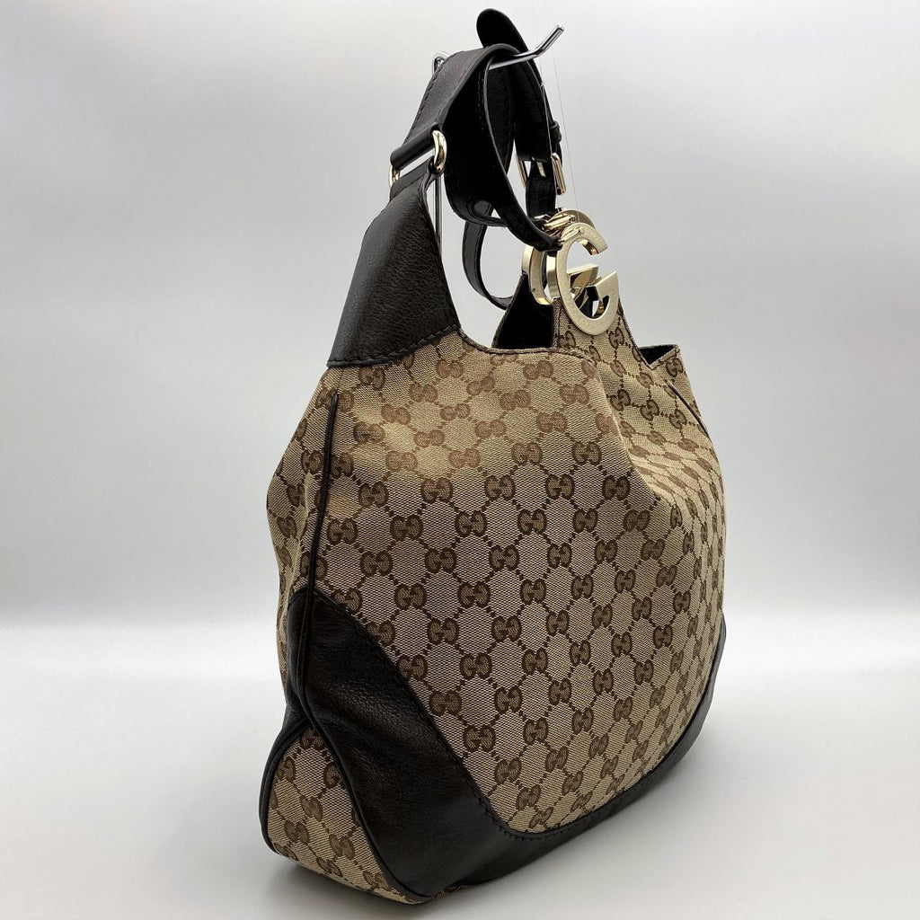 Gucci 203503 Charlotte Shoulder Bag in GG Canvas and Leather, Brown