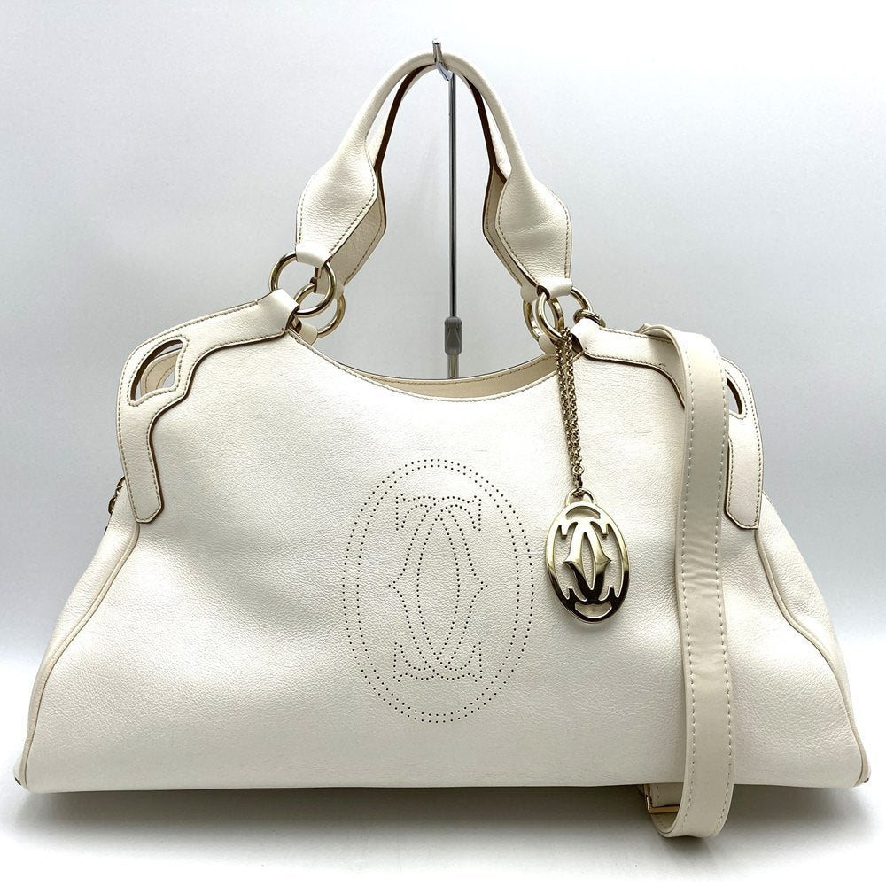 Cartier Marcello 2-way tote bag/shoulder bag in white leather