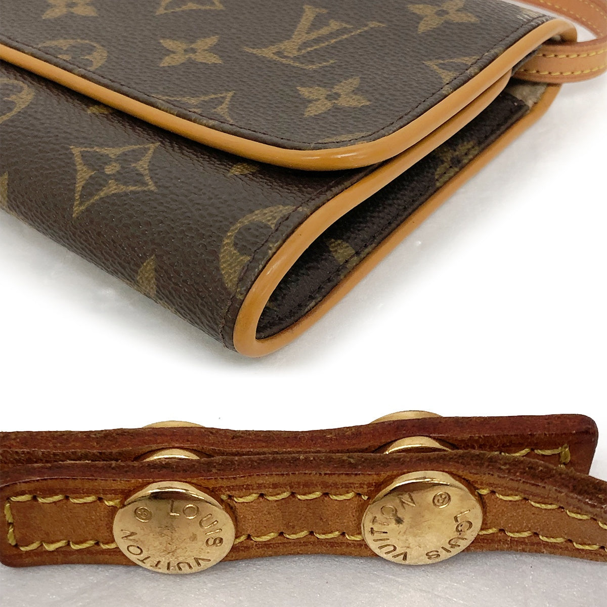 Louis Vuitton M51852 Pochette Twin GM Monogram Shoulder Bag, Crossbody, Ebene/Brown Monogram Canvas/Leather