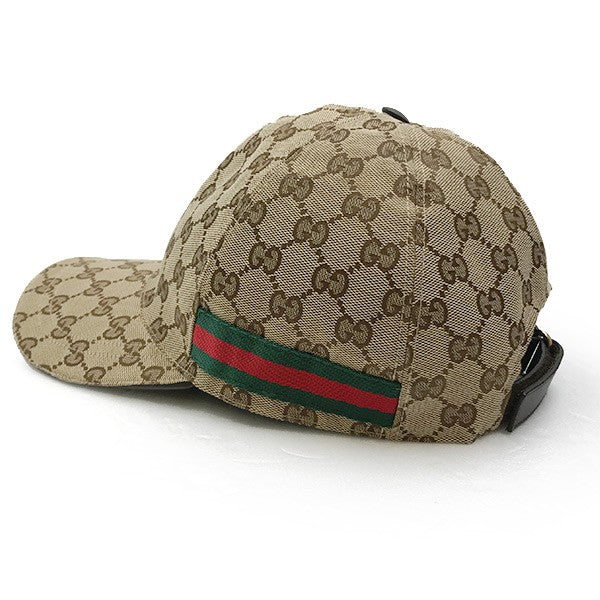 Gucci GG Canvas Baseball Cap, Sherry Line, Brown, Size L, 200035, Unisex, Men's and Women's