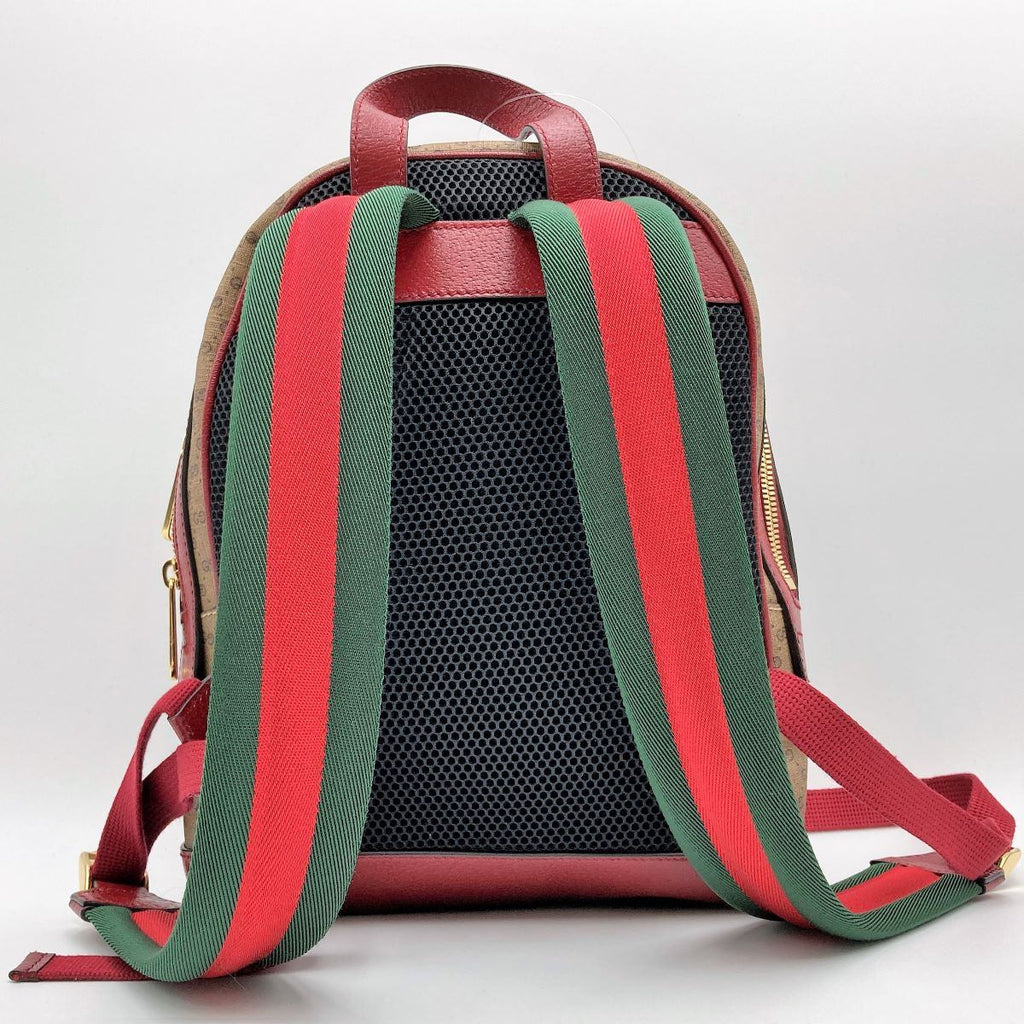 Gucci 647816 Doraemon Collaboration Backpack Mini GG Supreme PVC x Leather Brown Red