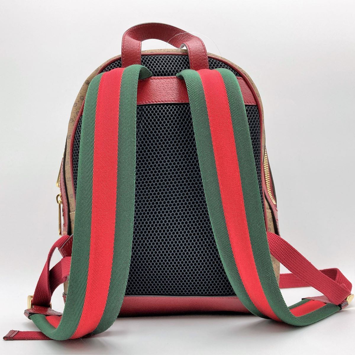 Gucci 647816 Doraemon Collaboration Backpack Mini GG Supreme PVC x Leather Brown Red