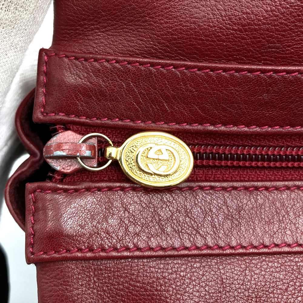 Old Gucci 004 110 0259 Clutch Bag Leather Wine Red