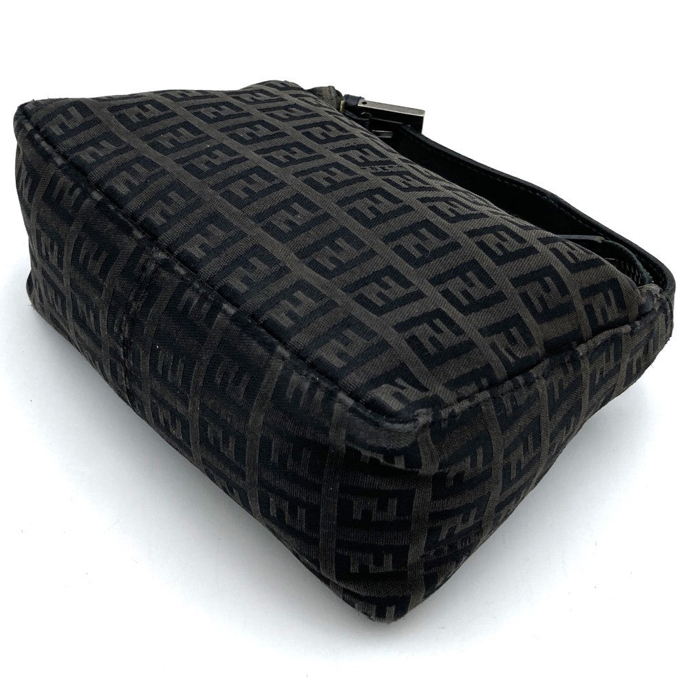 Fendi Zucchino Mini Bag Handbag Canvas Leather Brown Black
