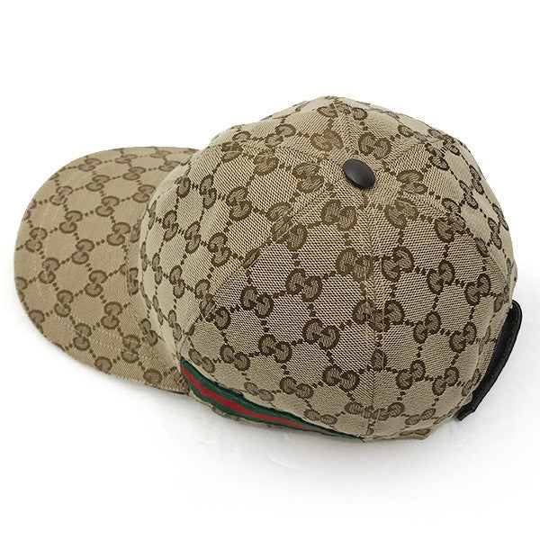 Gucci GG Canvas Baseball Cap, Sherry Line, Brown, Size L, 200035, Unisex, Men's and Women's