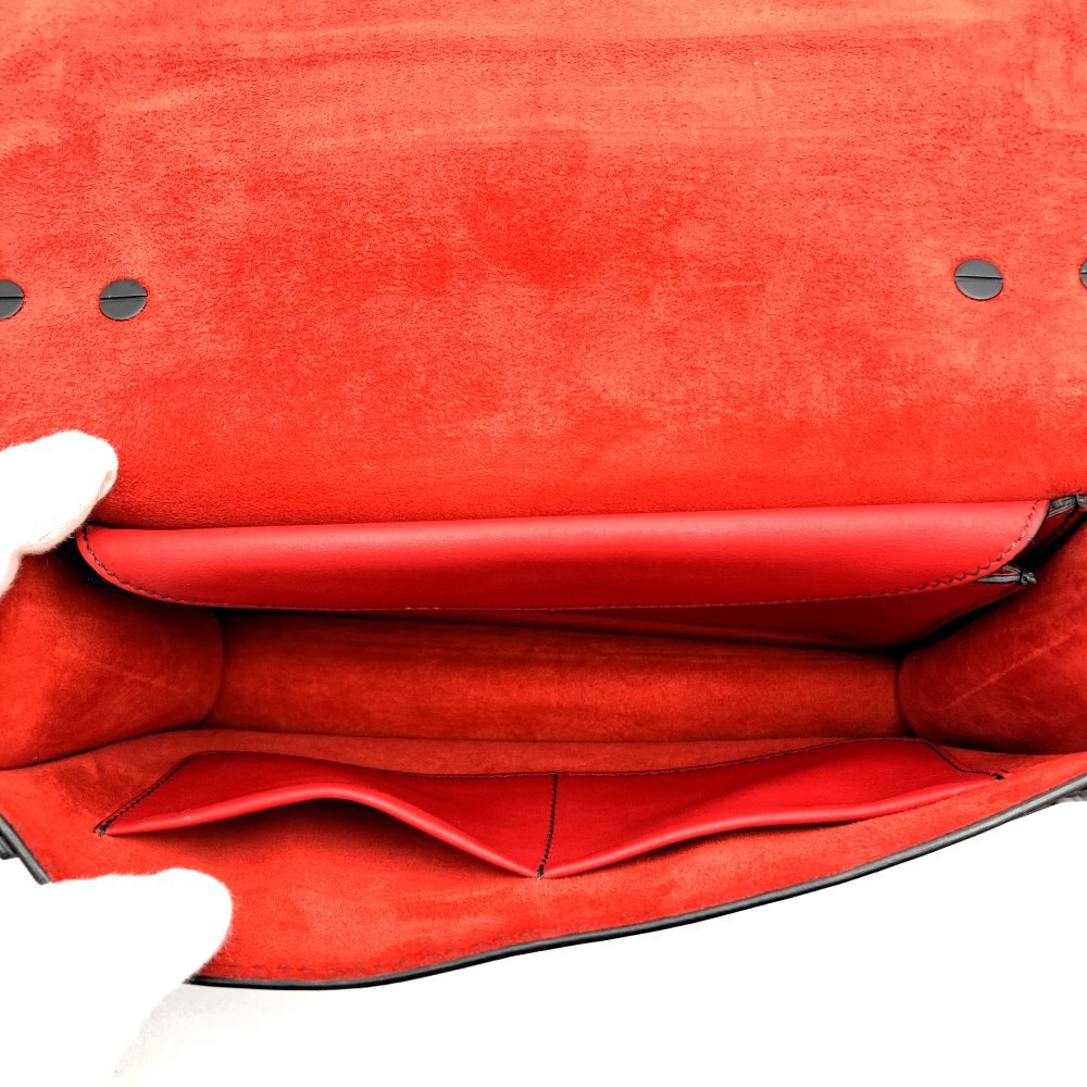 Dior J'Adore chain shoulder bag in red/black leather. Maria Grazia Chiuri