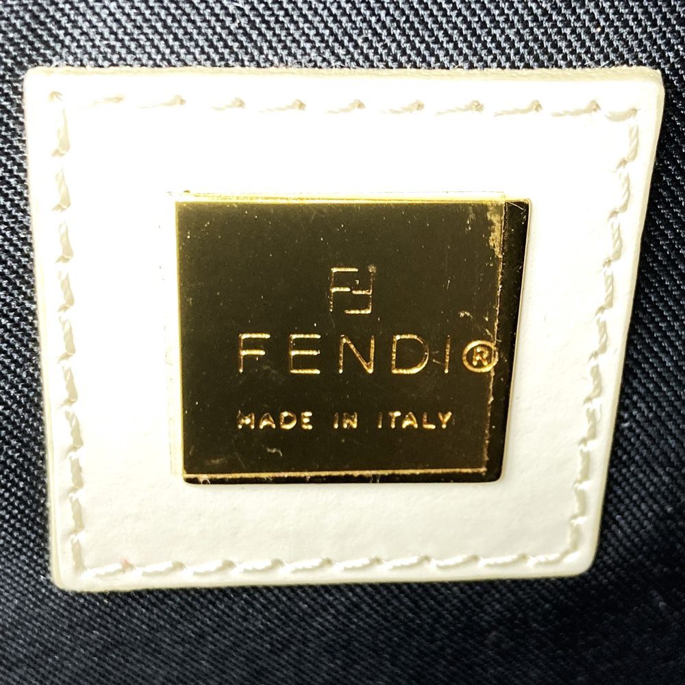 Fendi 2321 26814 Crossbody/Shoulder Chain Bag, Thin Mini Bag, Half Moon, Black/White, Black/Leather