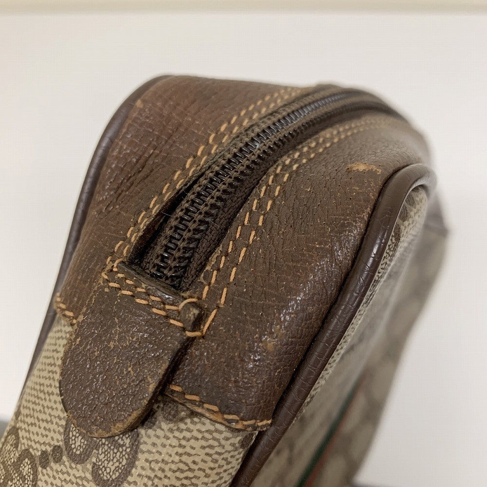 Old Gucci 156 01 012 Clutch Bag/Second Bag Sherry Line GG Supreme Canvas Beige