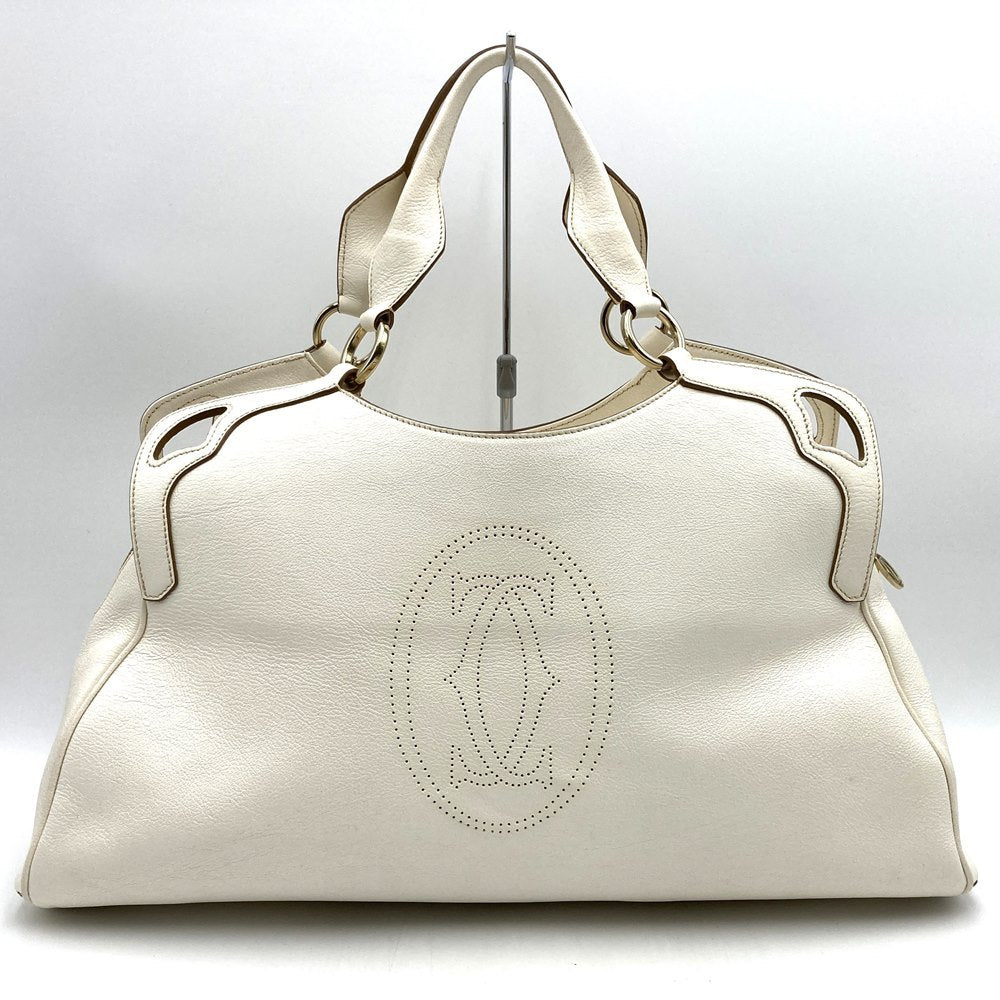 Cartier Marcello 2-way tote bag/shoulder bag in white leather