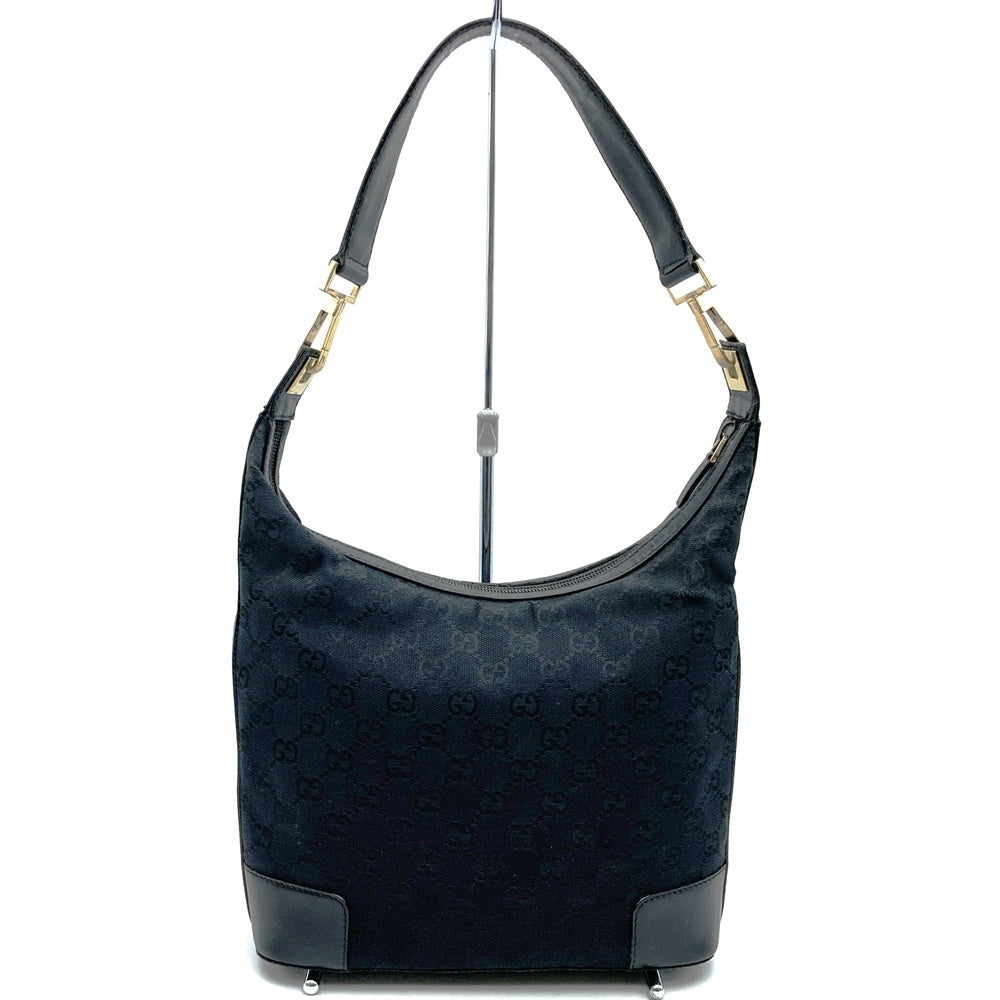 Gucci 001 4204 Shoulder Bag/Handbag in Black GG Canvas/Leather, Brand Name