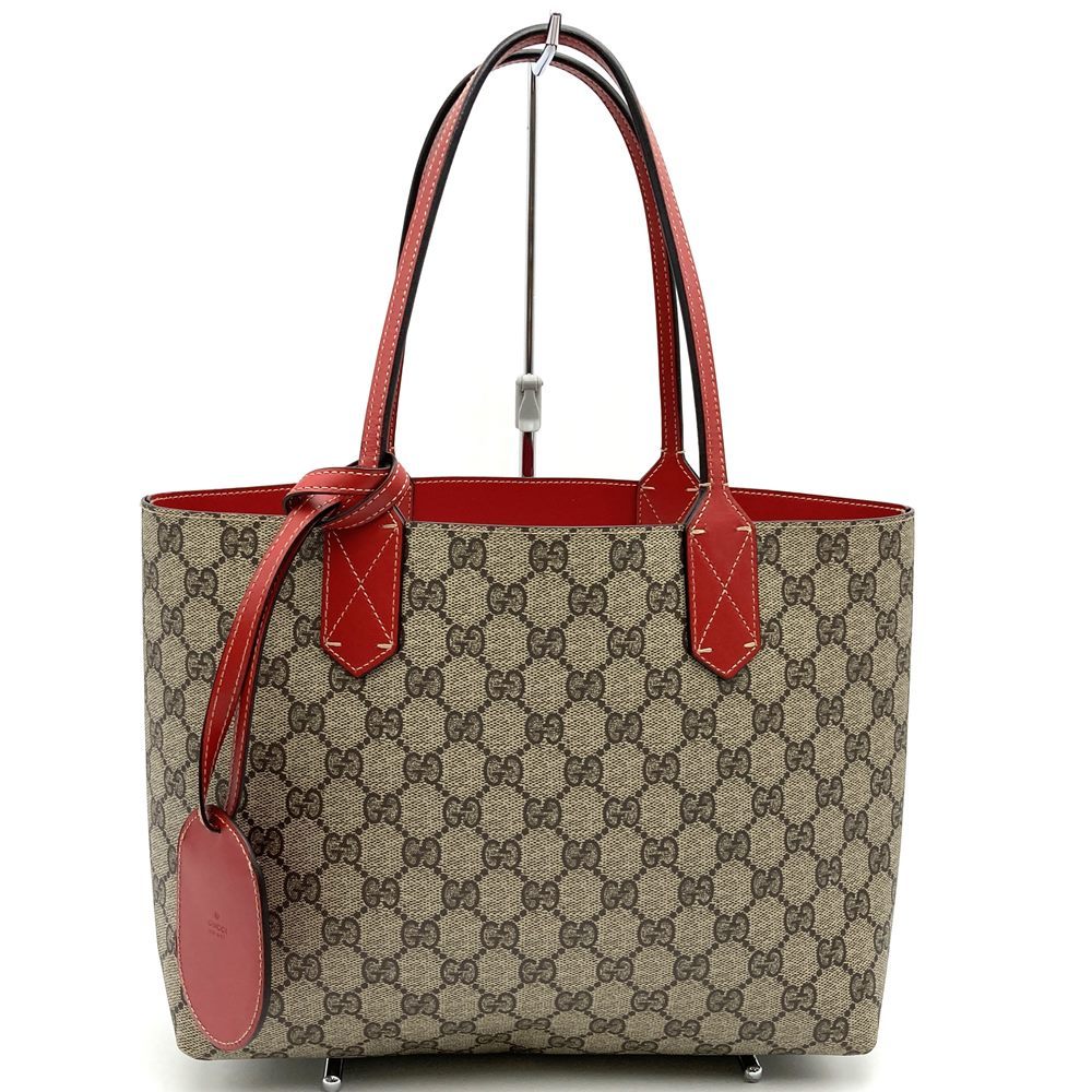 Gucci 372613 Reversible Tote Bag in Red, Brown, PVC and Leather