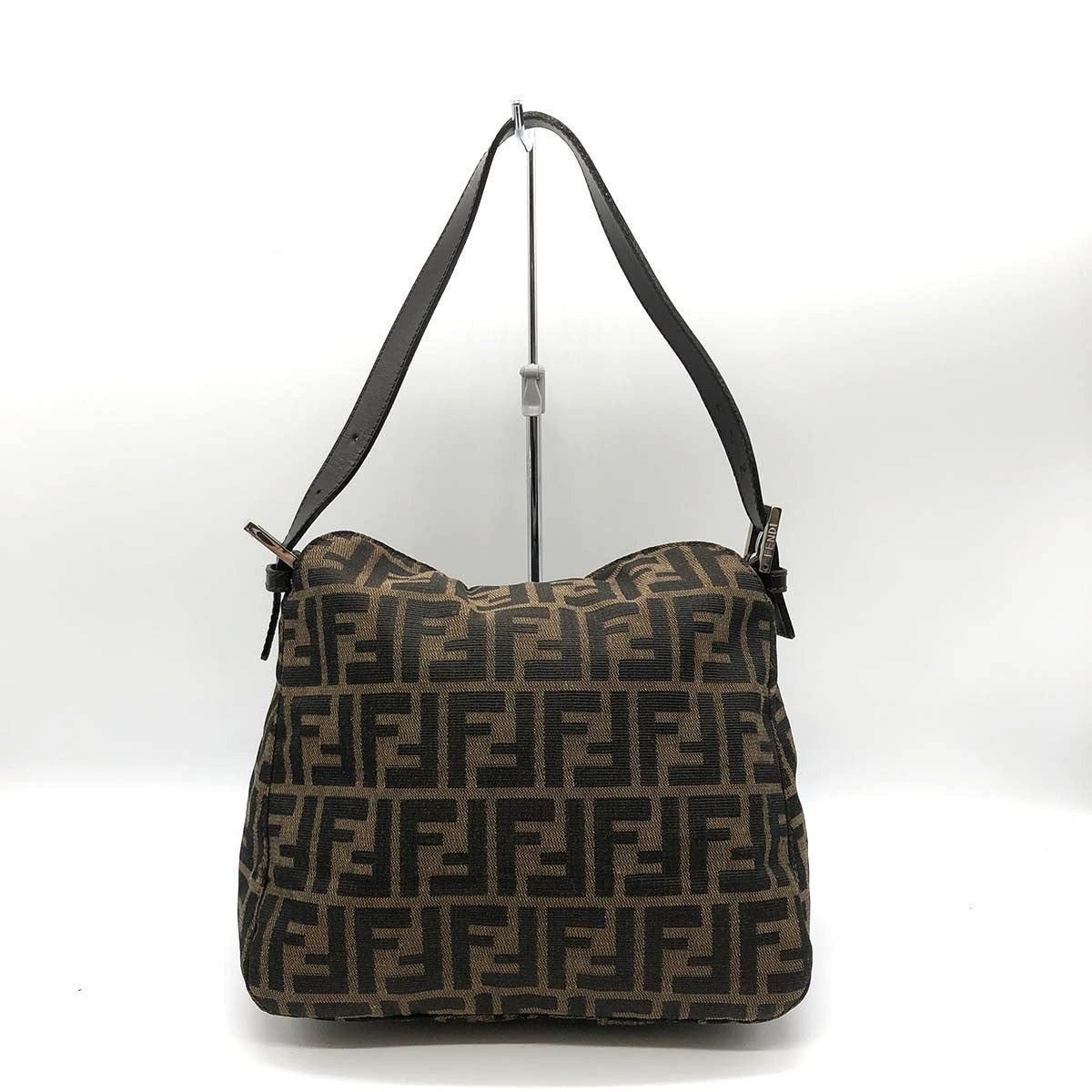 Fendi Mamma Bucket Shoulder Bag in Brown Nylon Canvas with Silver Hardware