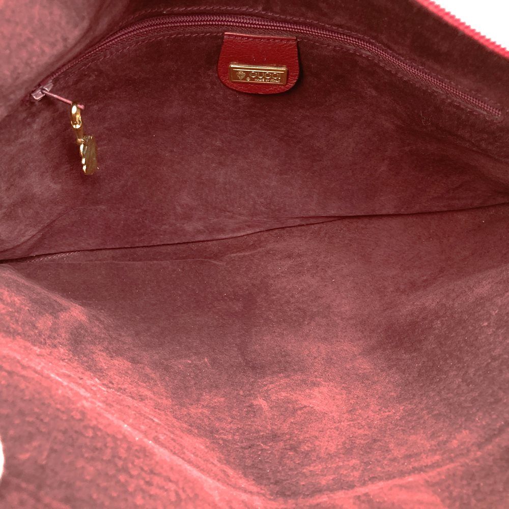 Old Gucci 004 110 0259 Clutch Bag Leather Wine Red