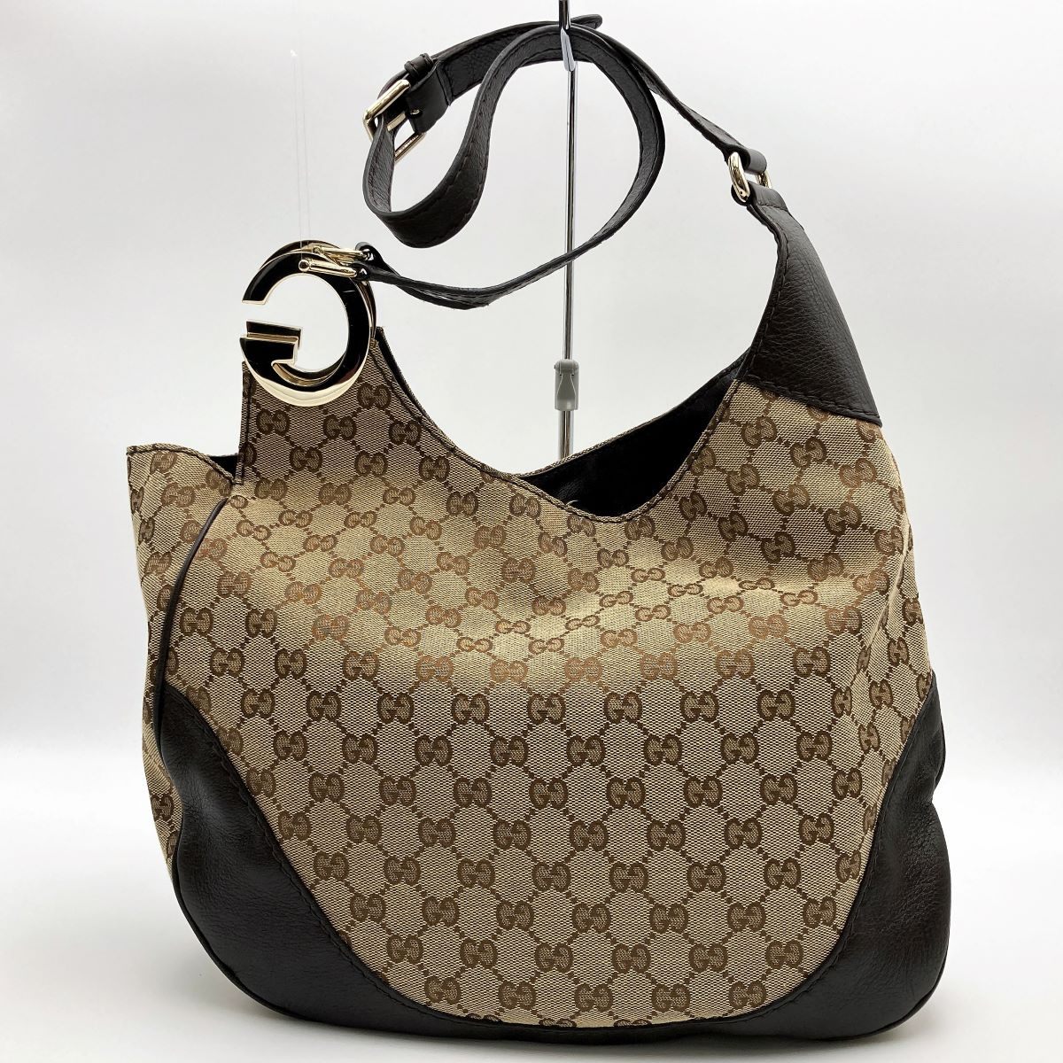 Gucci 203503 Charlotte Shoulder Bag in GG Canvas and Leather, Brown