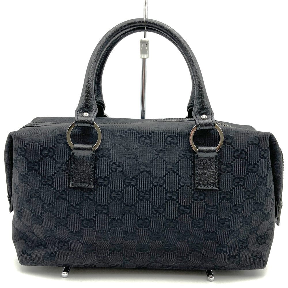 Gucci 113009 Handbag Black GG Canvas/Leather Luxury Brand