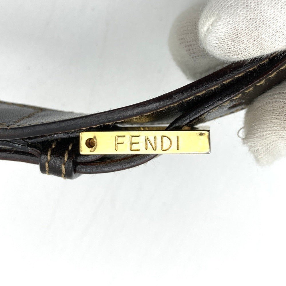 Fendi Zucca A4-sized shoulder bag with FF logo, one-shoulder style, nylon canvas, brown