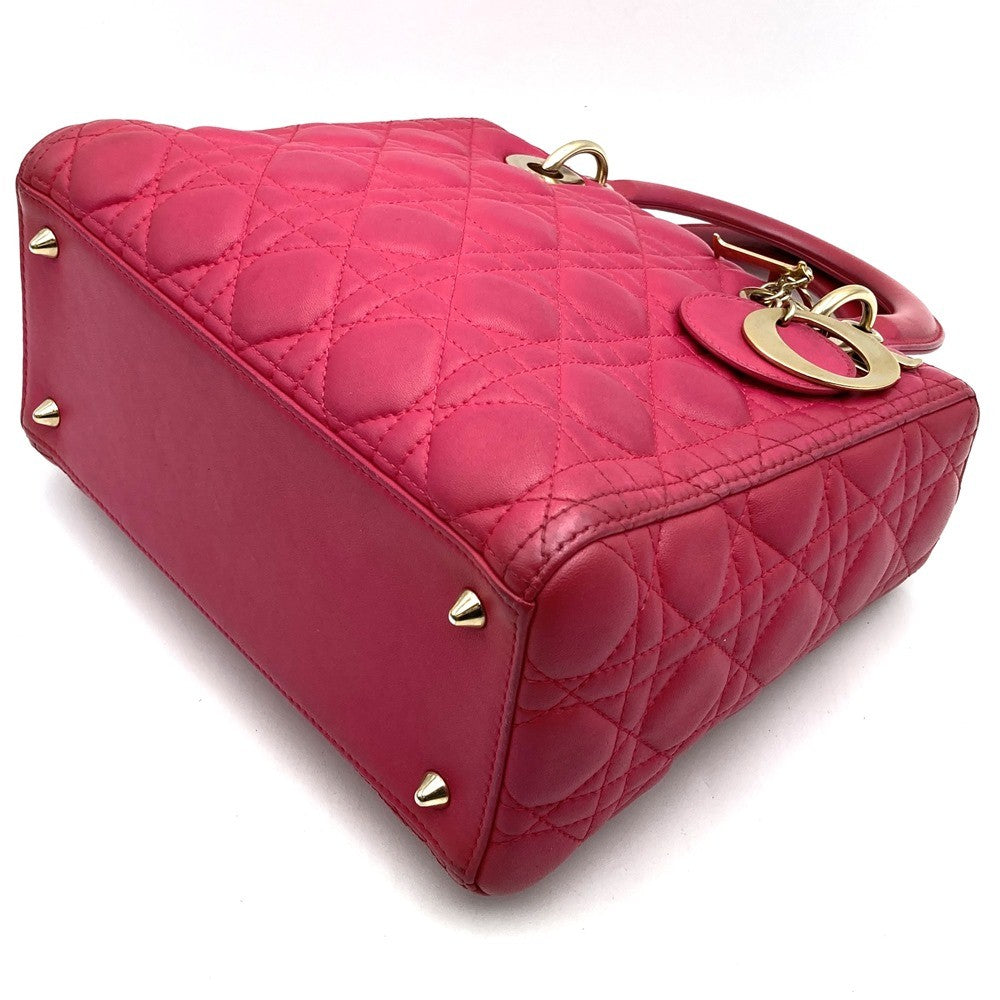 Dior Lady Dior Medium 2-Way Shoulder Bag/Handbag in Pink Leather with Gold Hardware
