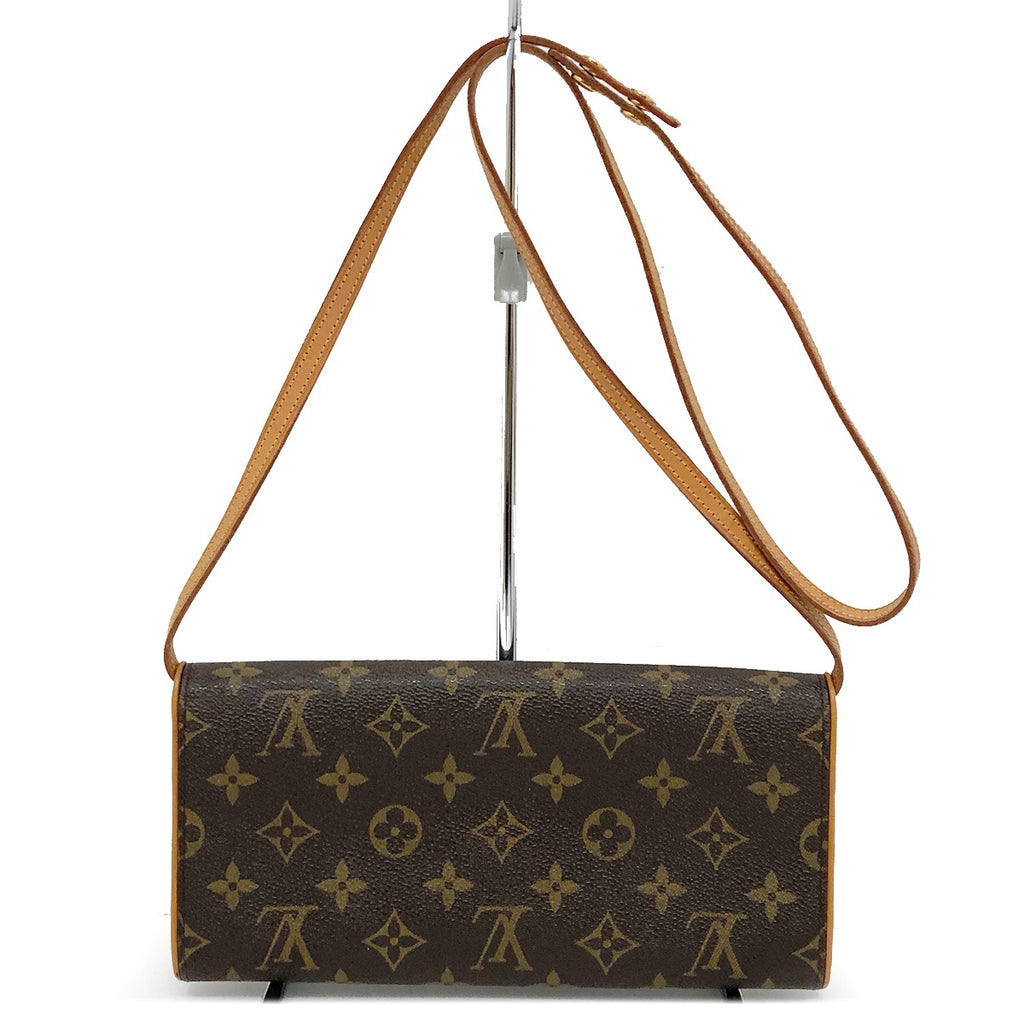 Louis Vuitton M51852 Pochette Twin GM Monogram Shoulder Bag, Crossbody, Ebene/Brown Monogram Canvas/Leather