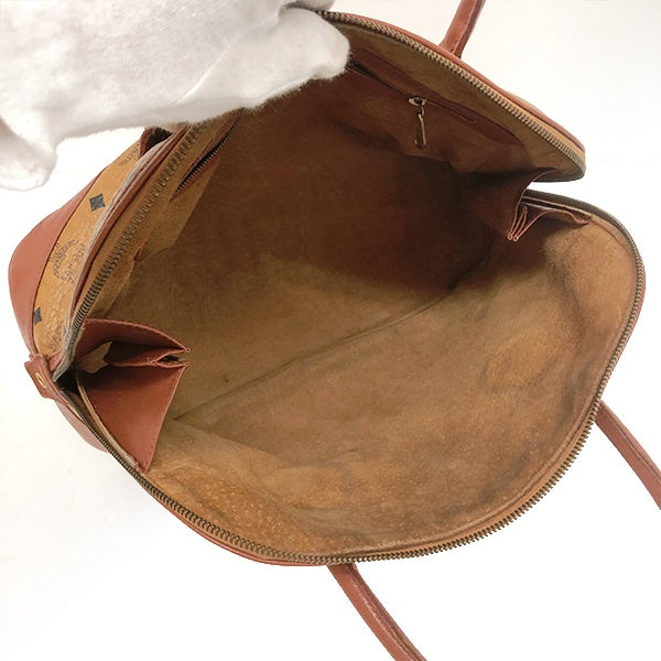 MCM Visetos 2-Way Handbag in Brown and Orange-Brown Leather, Unisex for Men and Women