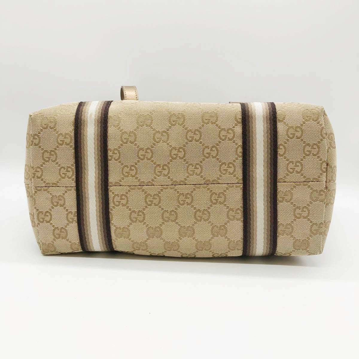Gucci 137396 Tote Bag in GG Canvas with Heart Charm, Brown and Gold