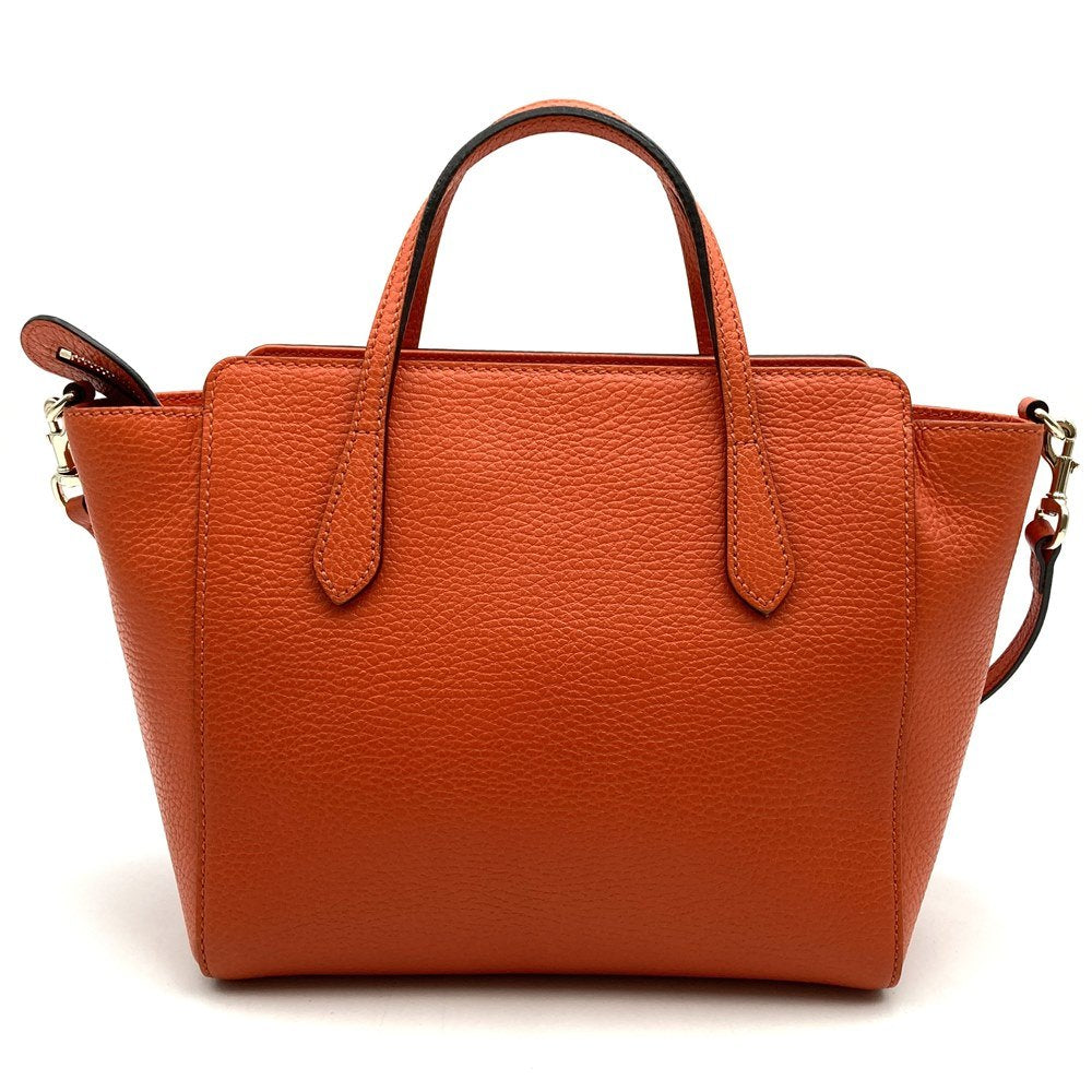 Gucci 368827 Swing Small Handbag/Shoulder Bag 2-Way Orange Leather