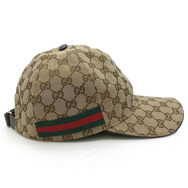 Gucci GG Canvas Baseball Cap, Sherry Line, Brown, Size L, 200035, Unisex, Men's and Women's