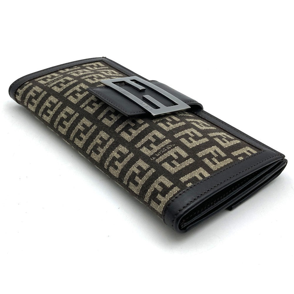 Fendi Zucchino 8M0032 Long Wallet in FF Pattern Canvas, Dark Brown