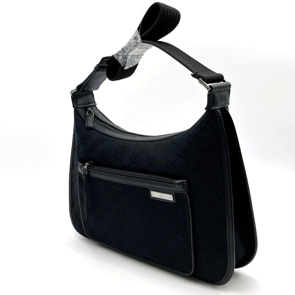 Gucci 001 4198 Shoulder Bag in GG Canvas, Black