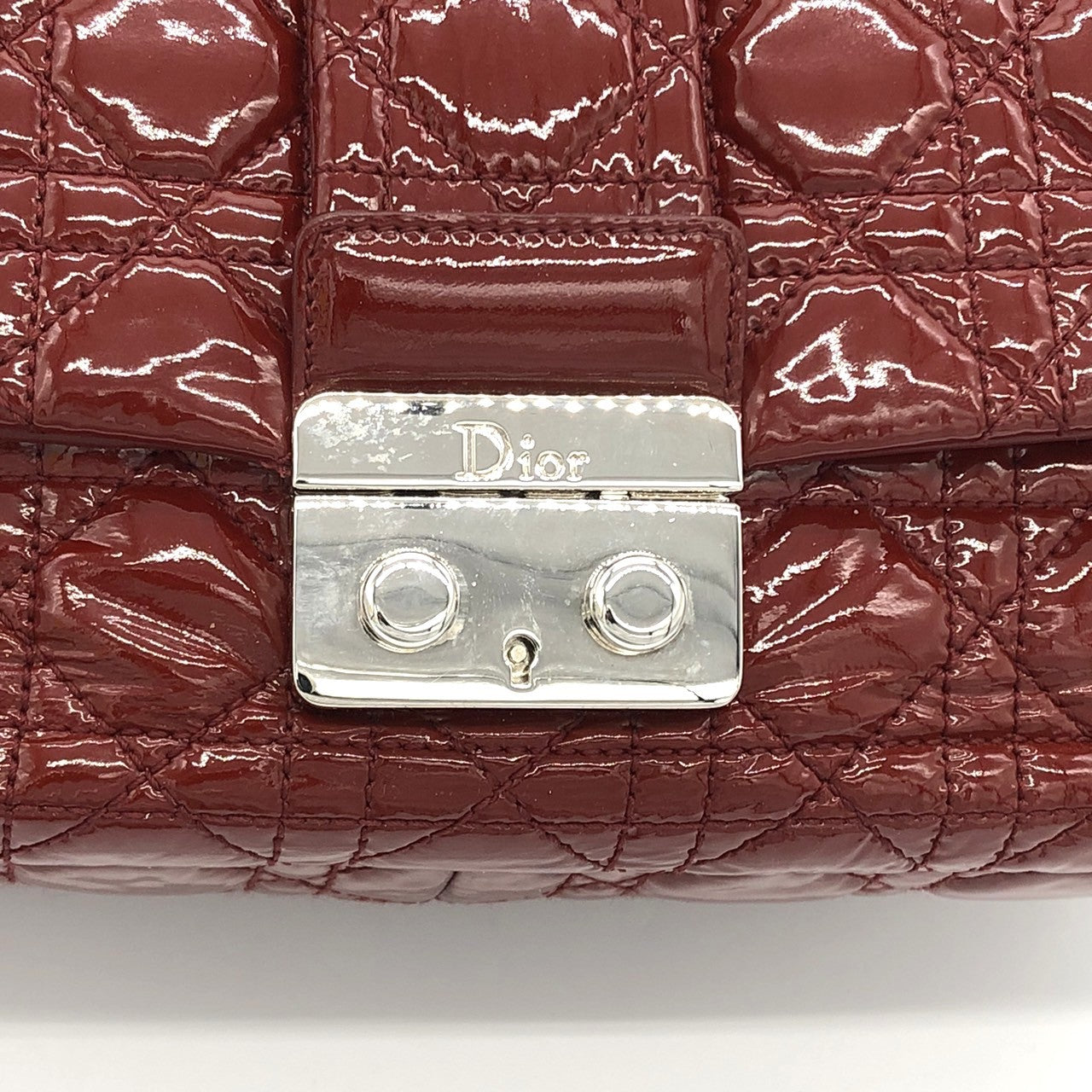 Dior Cannage Chain Shoulder Bag Handbag in Red Enamel/Leather