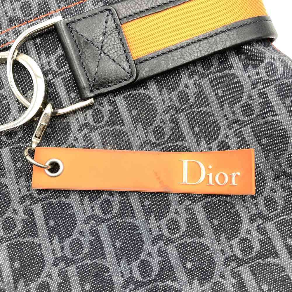Dior Trotter Flight Line Tote Bag in Navy/Orange Canvas and Leather