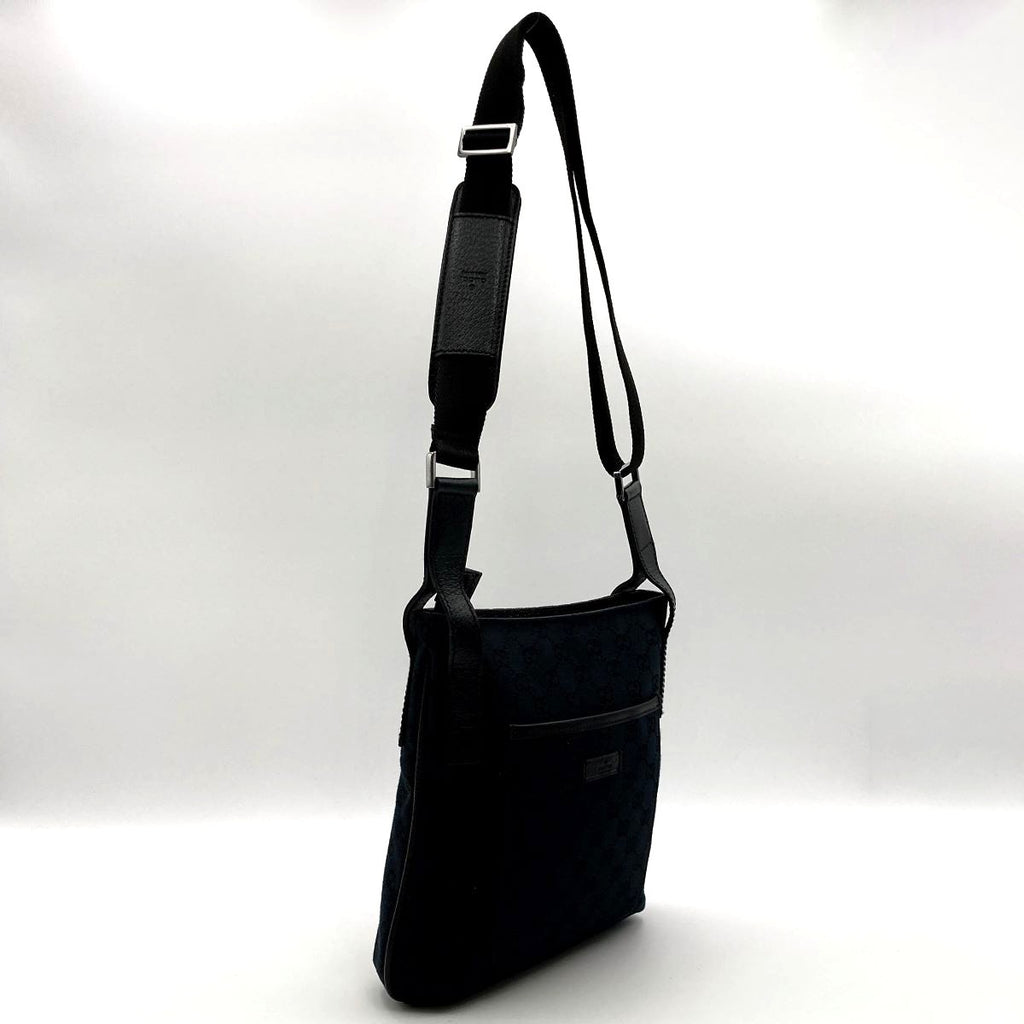 Gucci 122793 Crossbody Shoulder Bag in GG Canvas, Black