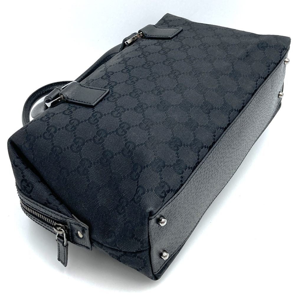 Gucci 113009 Handbag Black GG Canvas/Leather Luxury Brand