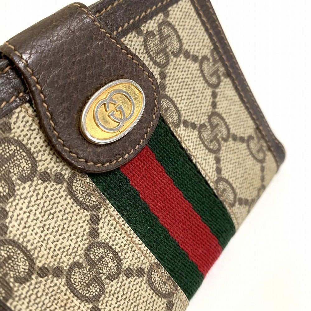 Vintage Gucci Sherry Line Bifold Wallet in Brown GG Supreme Canvas/Leather