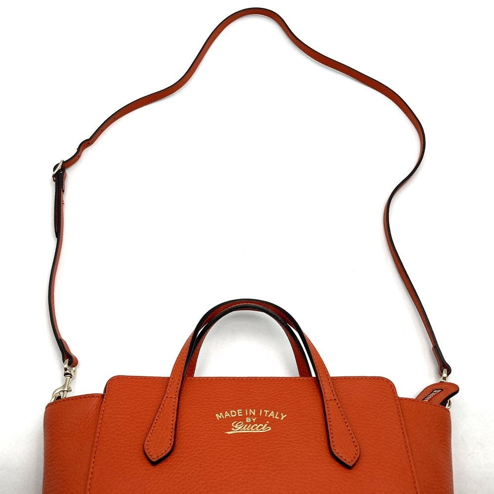 Gucci 368827 Swing Small Handbag/Shoulder Bag 2-Way Orange Leather