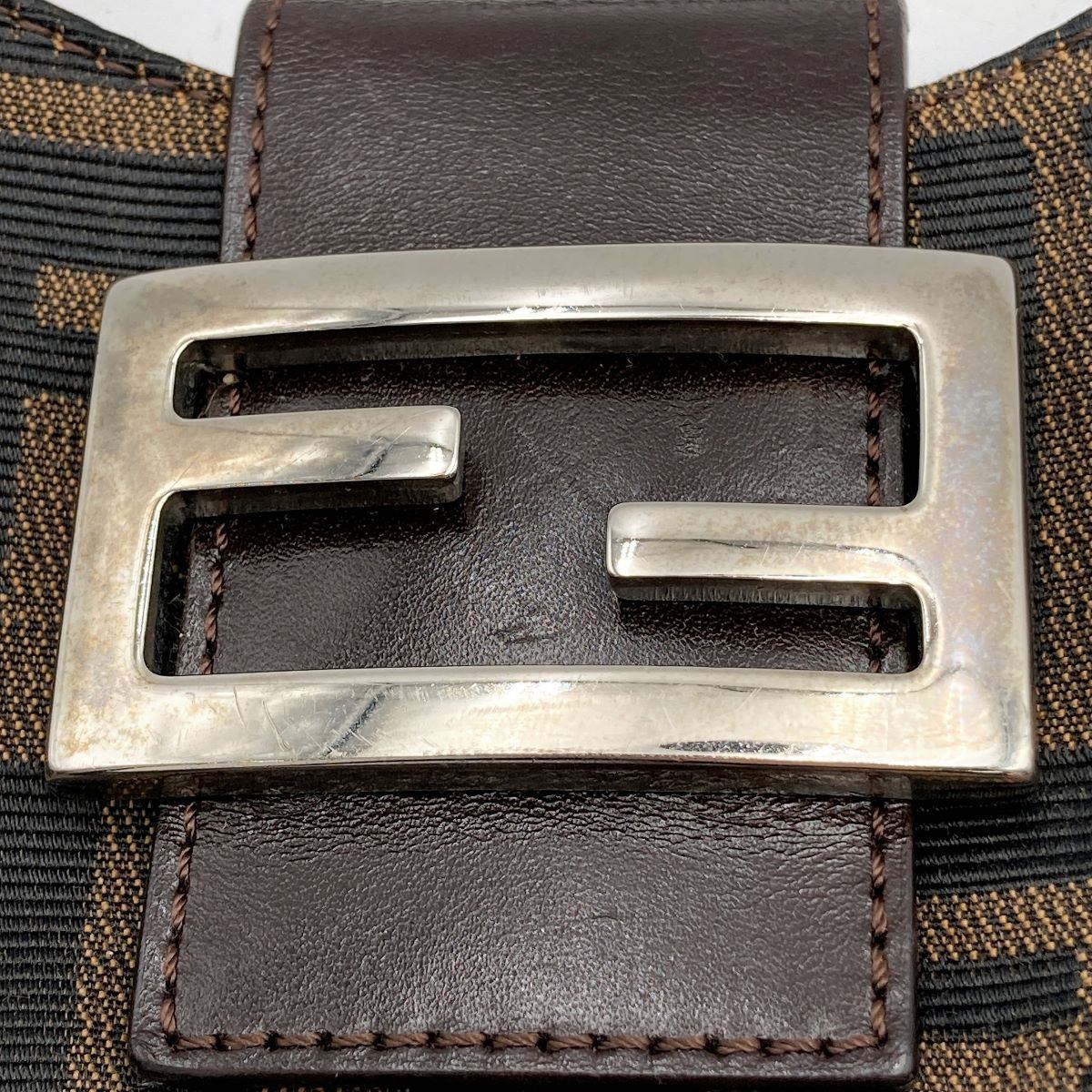 Fendi Zucca Mini Mamma Bucket Mini Croissant Mini Handbag Pouch Nylon Brown