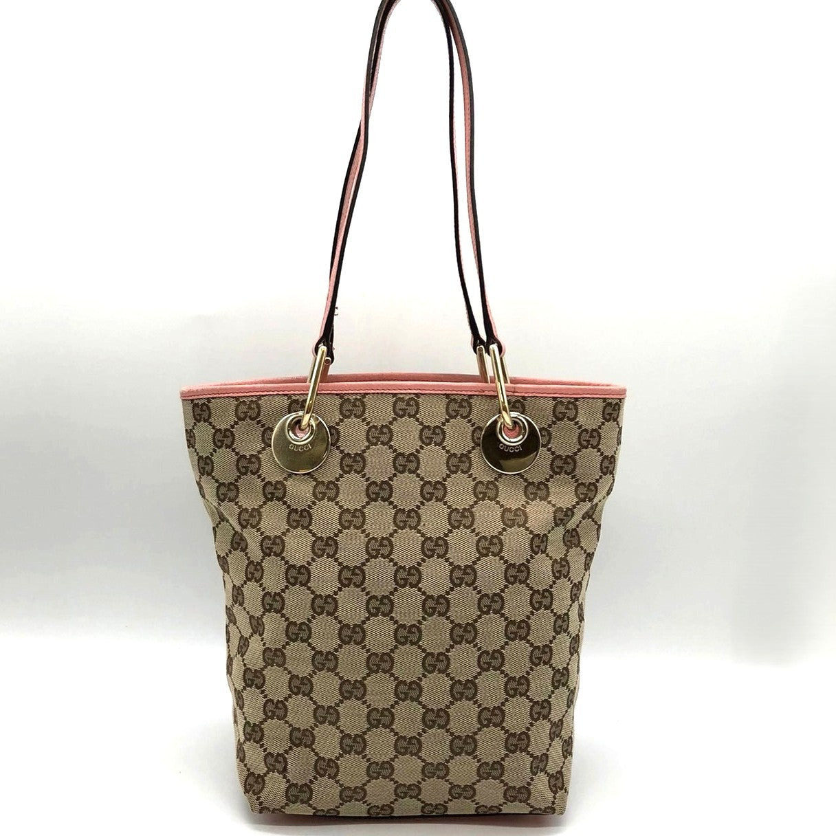 Gucci 120840 Tote Bag in Beige/Pink GG Canvas/Leather