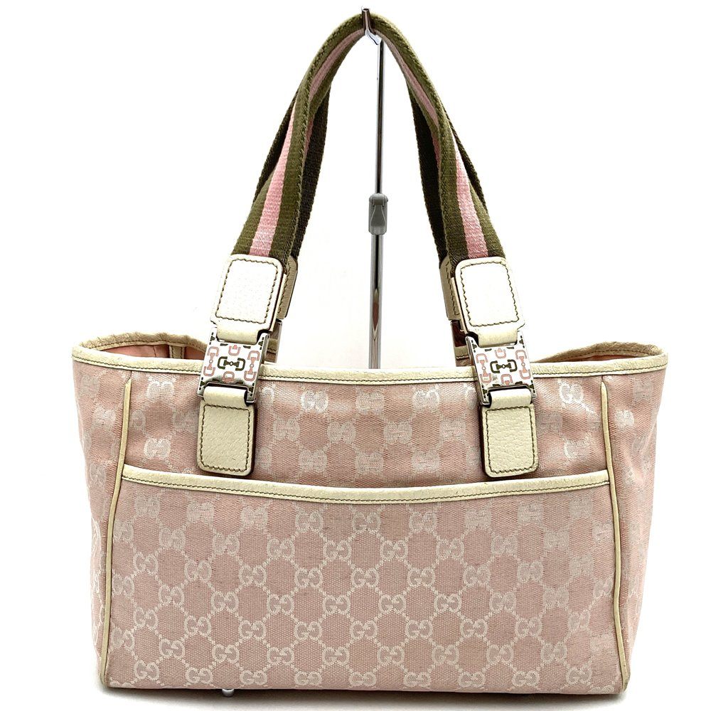 Gucci 145810 Tote Bag, Cute Sherry Line GG Canvas, Pink