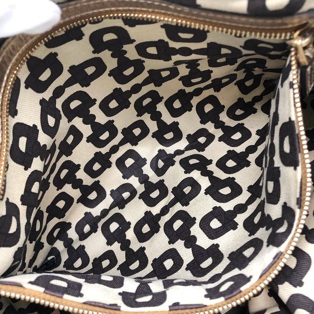 Gucci 137396 Tote Bag in GG Canvas with Heart Charm, Brown and Gold