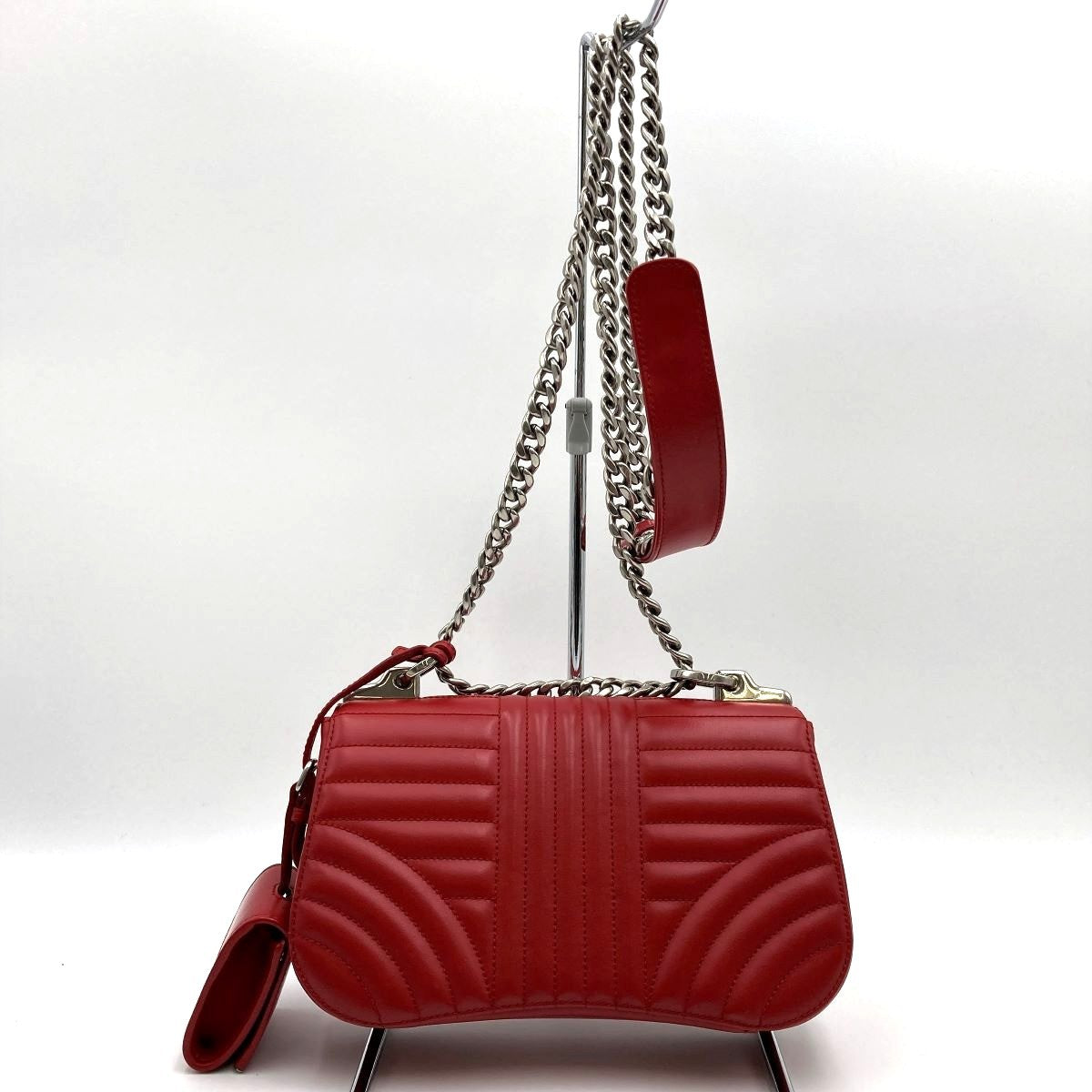 Prada Diagram Chain Shoulder Bag in Red Leather with Mini Pouch (Mirror)