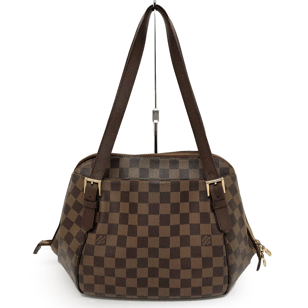 Louis Vuitton N51174 Belem MM Shoulder Bag in Damier Canvas/Leather Brown